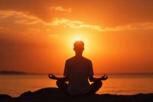 Person practicing mindful breathing meditation